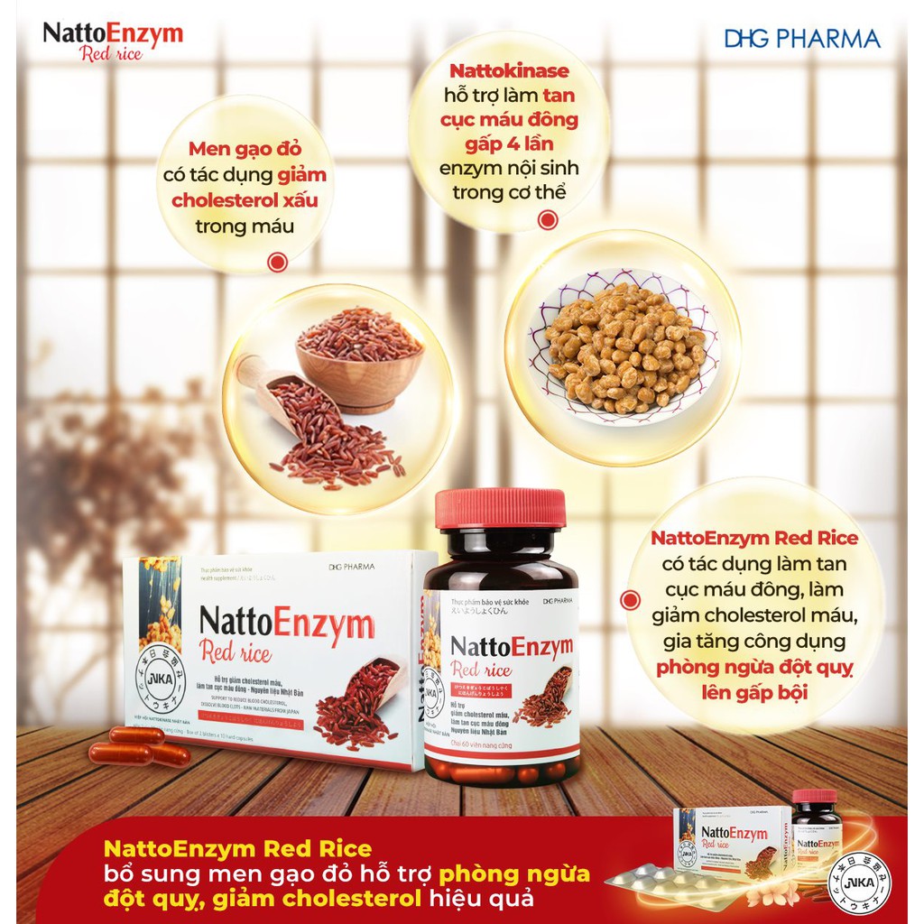 Nattoenzym Red Rice [Nguyên Liệu Nhật Bản] Hỗ Trợ Giảm Cholesterol Làm Tan Cục Máu Đông