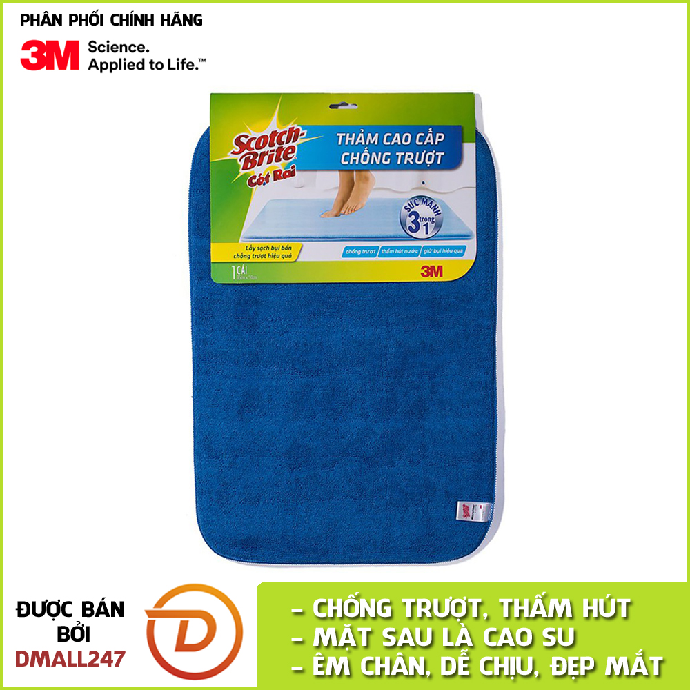 Thảm lót sàn chống trượt cao cấp 3in1 Scotch-Brite 3M - 35x50cm - Dmall247 vệ sinh chăm sóc nhà cửa 