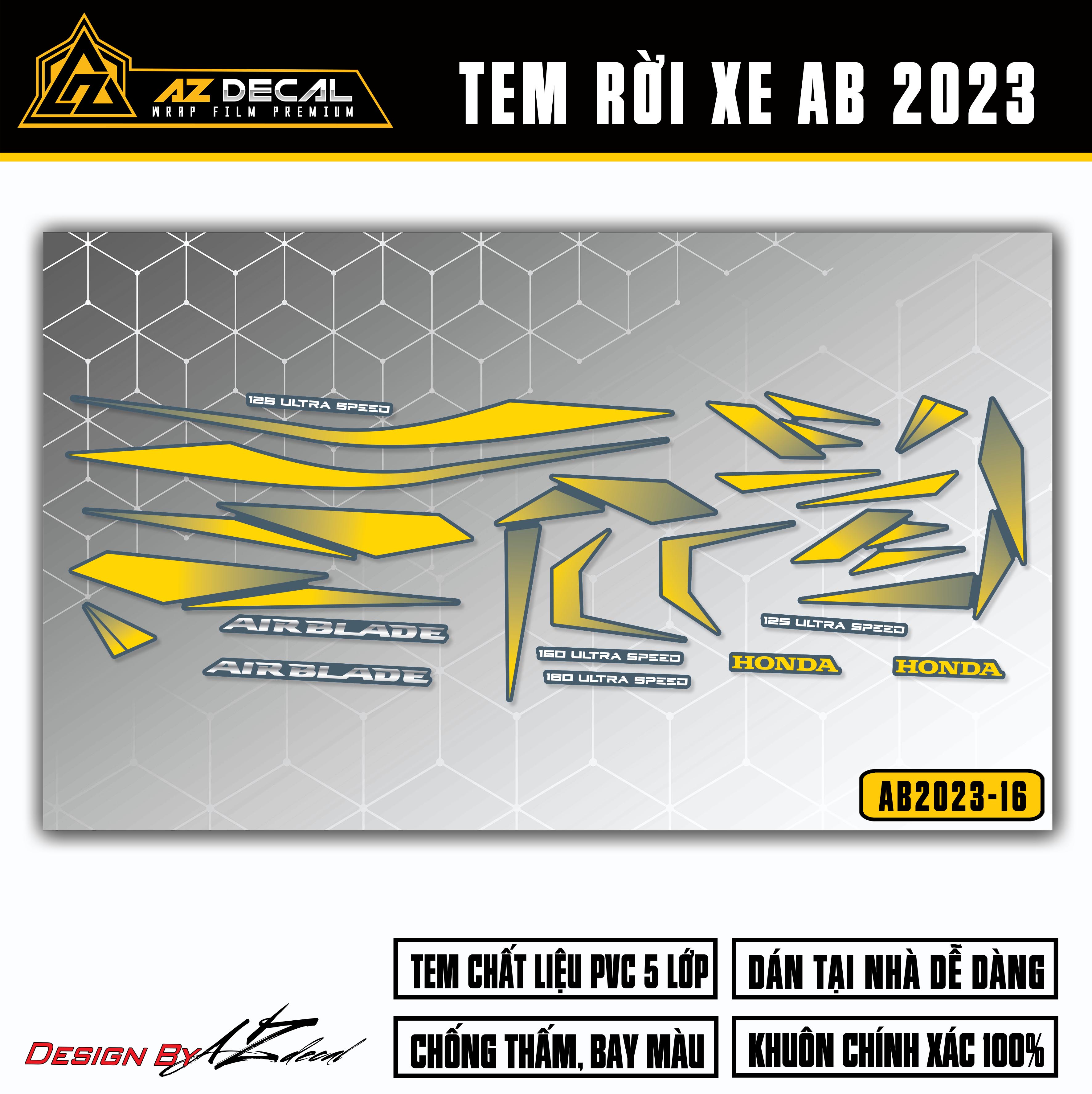 Tem AirBlade 2023 Thiết Kế Gradient | AB2023-16 | Team Decal Hình Dán Xe Máy AB Air Blade 125 160 Xa