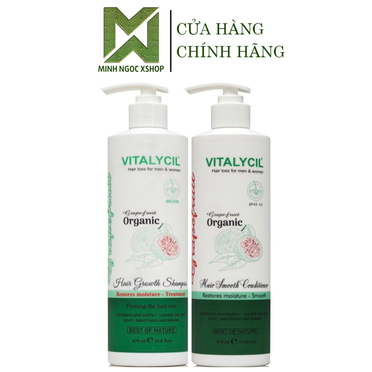 Dầu gội xả bưởi phục hồi chống rụng kích mọc tóc Vitalycil Grapefruit 470ML