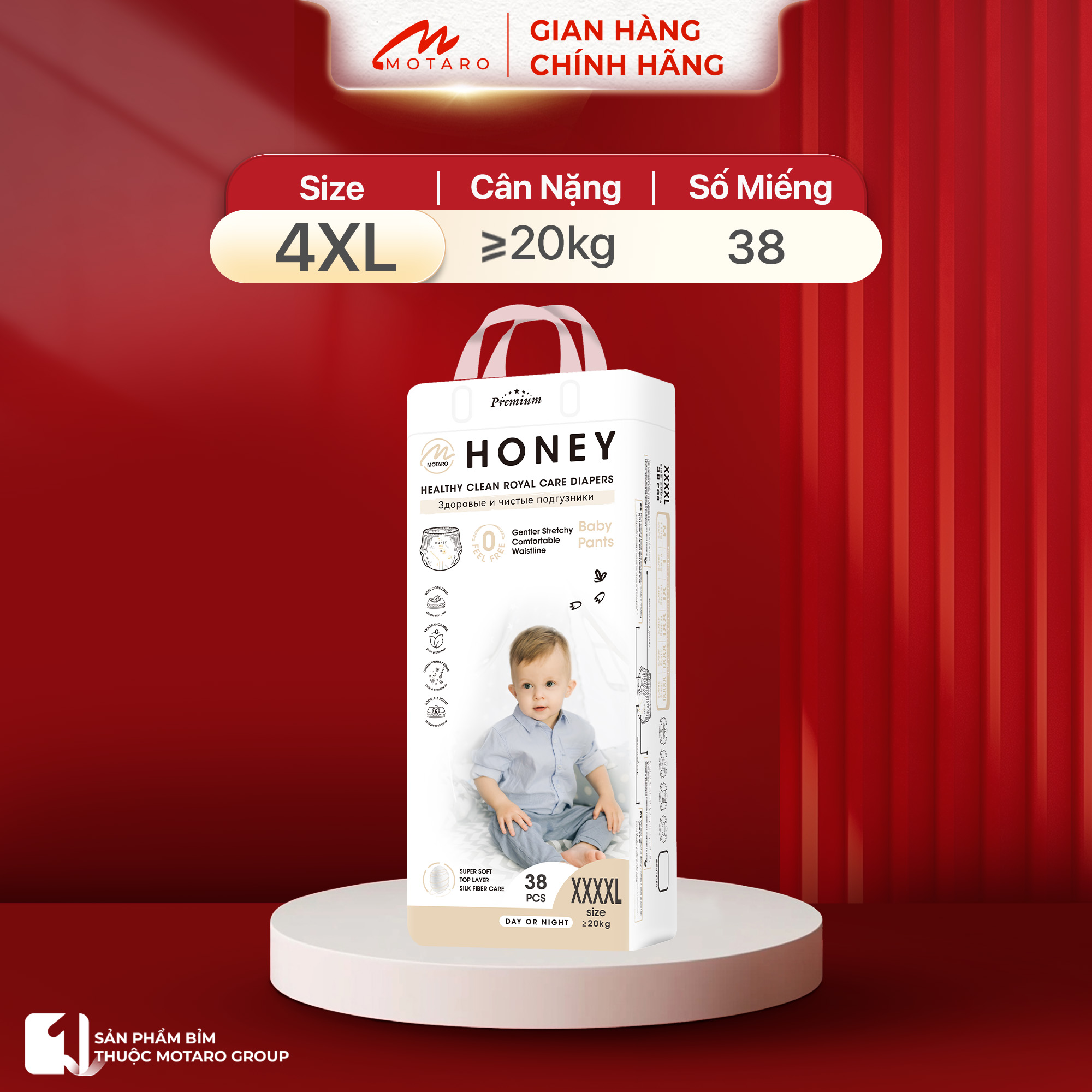 Combo 3 Bịch Tã/bỉm Honey Premium Dán Quần Chính Hãng Mềm Mại Thoáng Khí Cho Bé