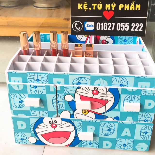 [Hcm]Kệ Mỹ Phẩm 3 Tầng Đặc Biệt Doraemon 30 Ô Son