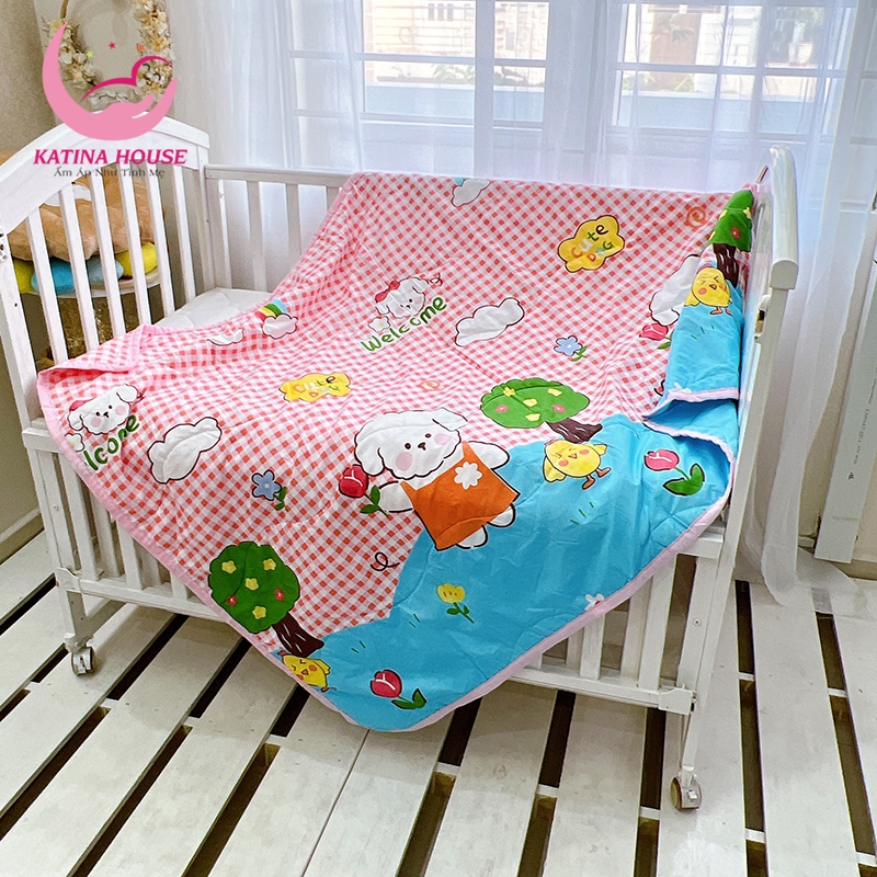 Chăn cho bé đi học tiện lợi vải cotton đũi mềm thoáng mát 1mx1m5 (Hàng loại 1)