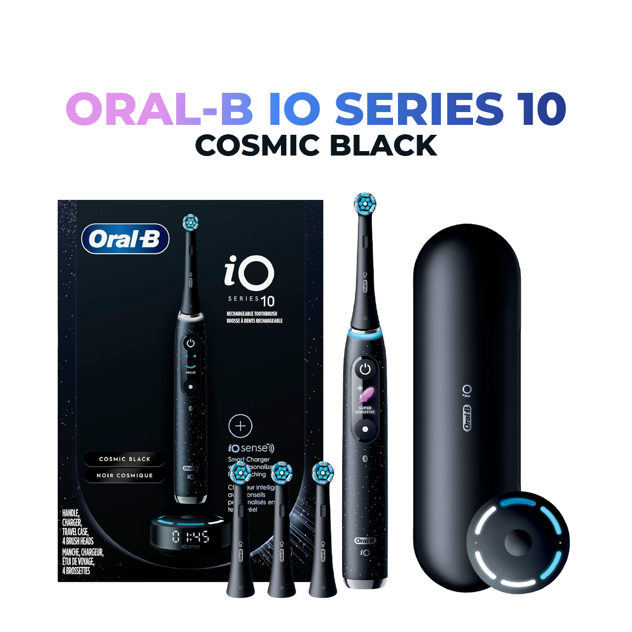 Bàn Chải Điện Oral-B iO Series 10 - 7 Chế Độ Làm Sạch Đế Sạc Thông Minh Công Nghệ Tối Tân Màn Hình H