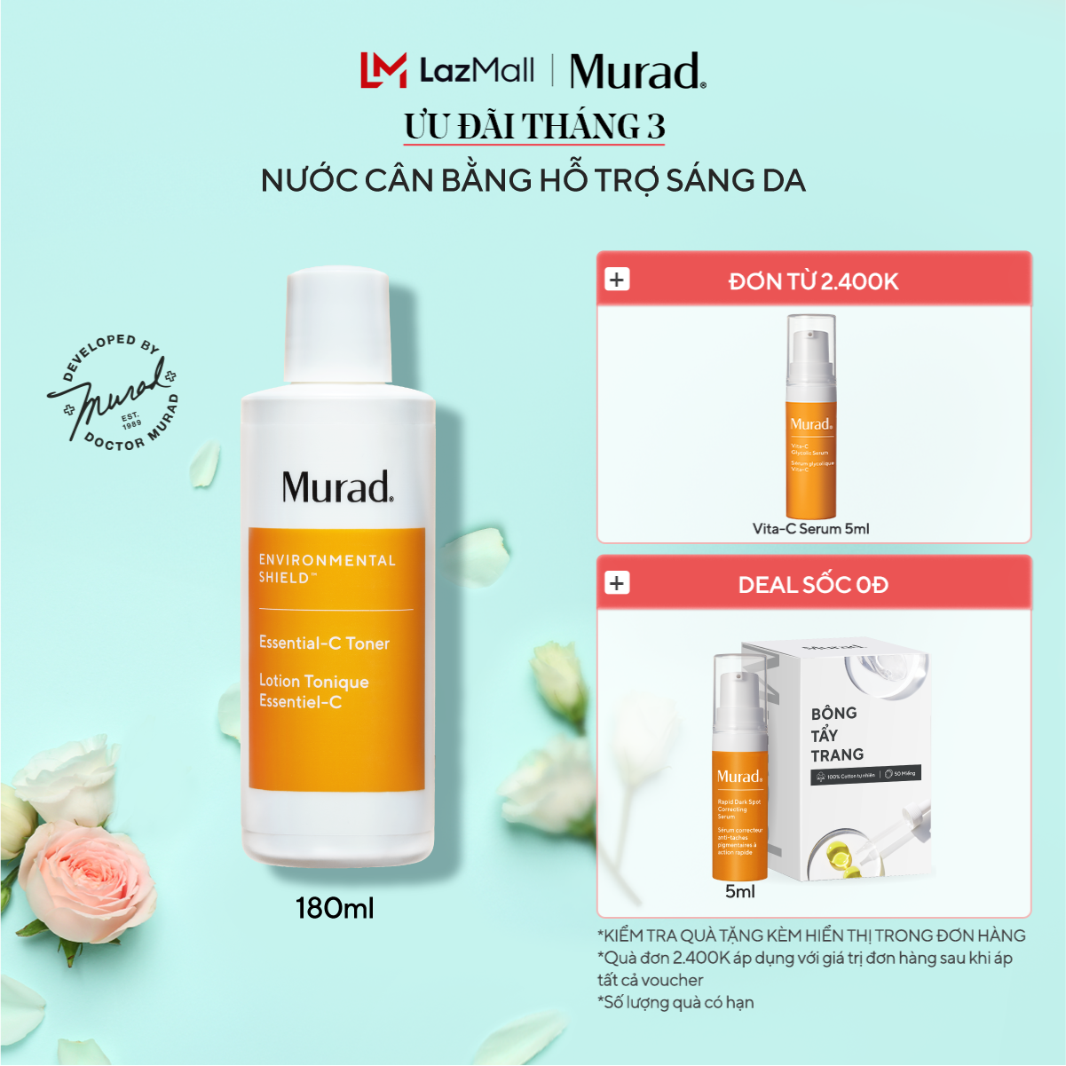 Nước cân bằng sáng da Murad Essential-C Toner 180ml