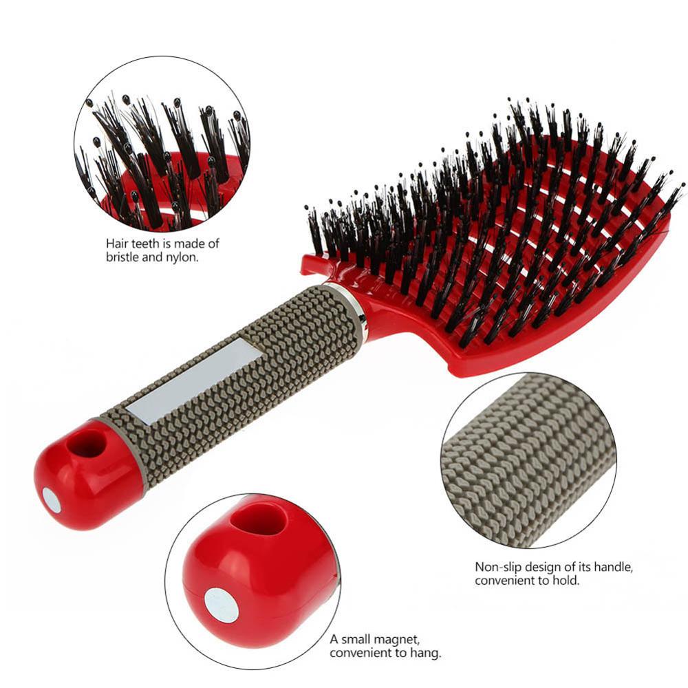 Comprar 2 Obtener 2% cepillo de pelo peine para masaje del cuero cabelludo húmedo las mujeres rizado desenredar cepillo de pelo para el salón de peluquería herramienta de peluquería