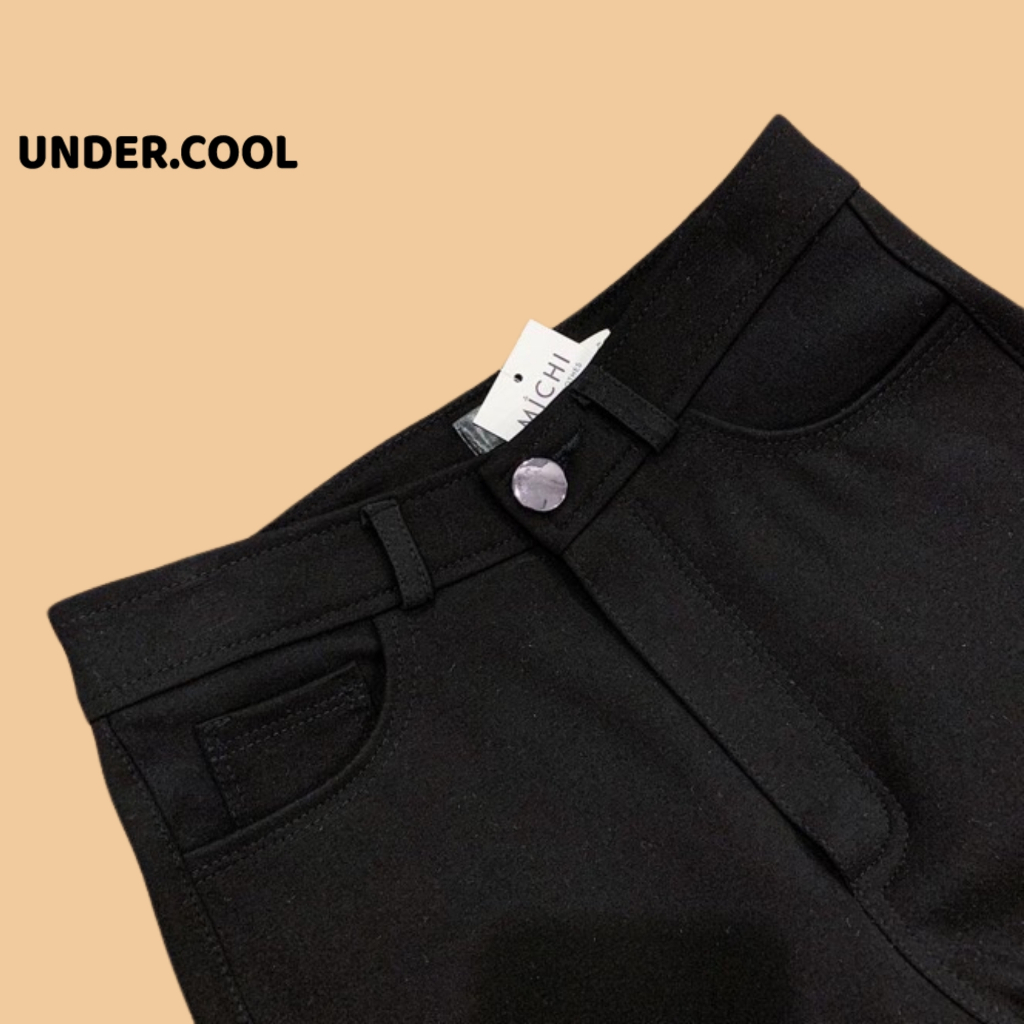 Quần tregging nữ UNDERCOOL lưng cạp cao dài dáng thun ôm bó legging skinny vải giữ nhiệt màu đen