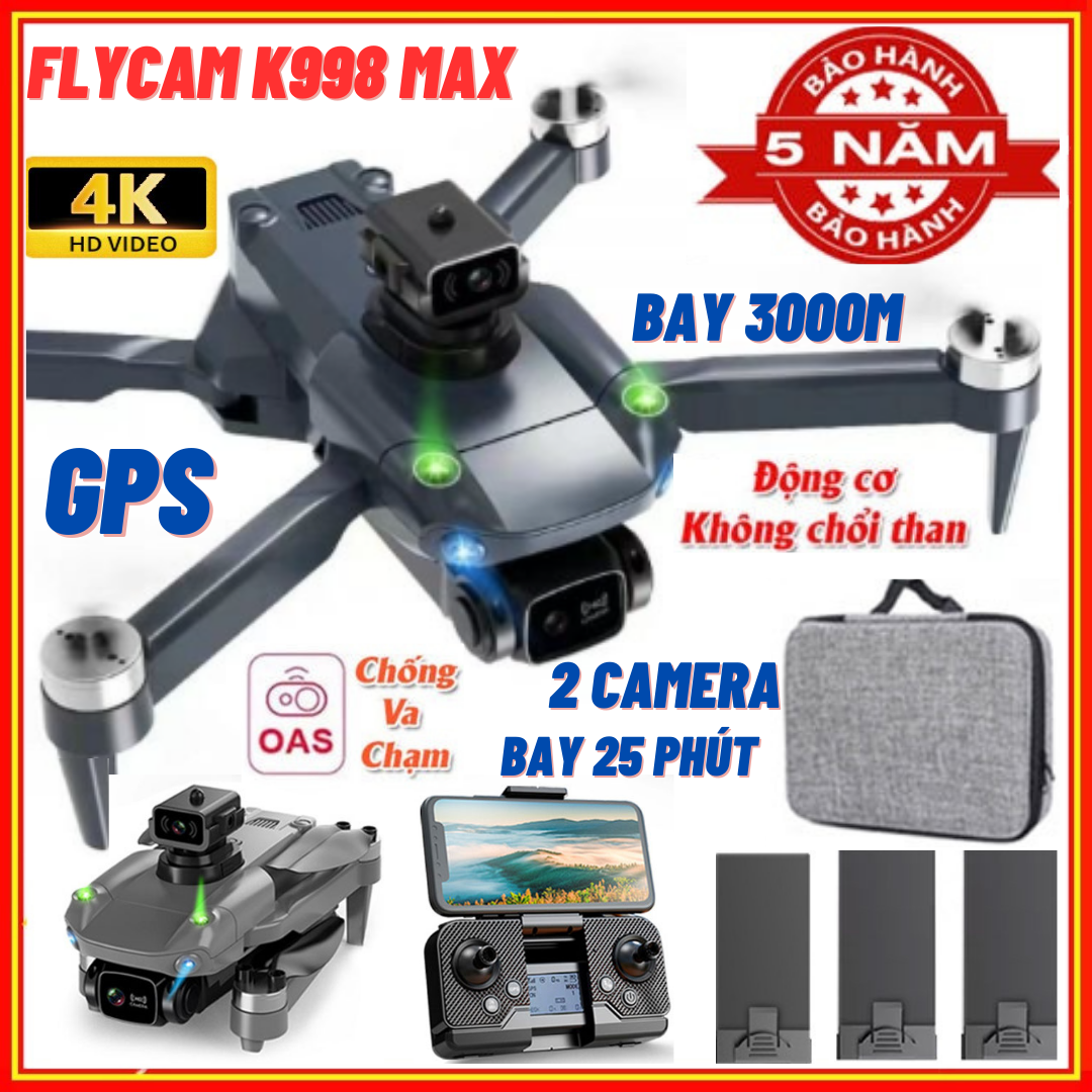 Máy Bay Flycam Drone Camera 8K Flaycam K998 Max G.P.S Cảm Biến Tránh Vật Cản - Laycam điều khiển từ xa - Fly cam giá rẻ - Playcam - Phờ lai cam - Flaycam - Play camera chất hơn sjrc f11s 4k pro mavic 3 pro drone p9 k101 max
