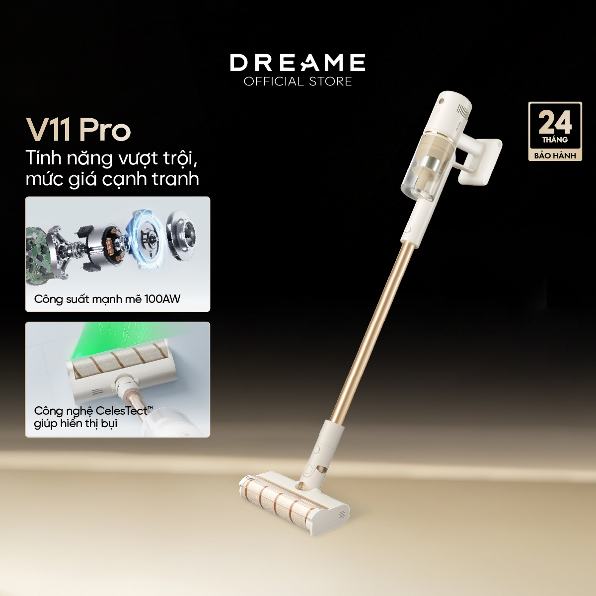 Máy hút bụi không dây Dreame V11 Pro - Bản Quốc Tế - Bảo Hành 24 Tháng