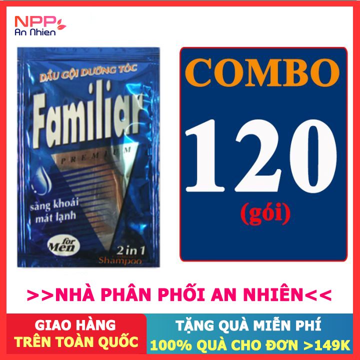 Combo 120 Gói Dầu Gội Dưỡng Tóc 2In1 For Men Familiar Màu Xanh Dương 5Ml - Npp An Nhiên