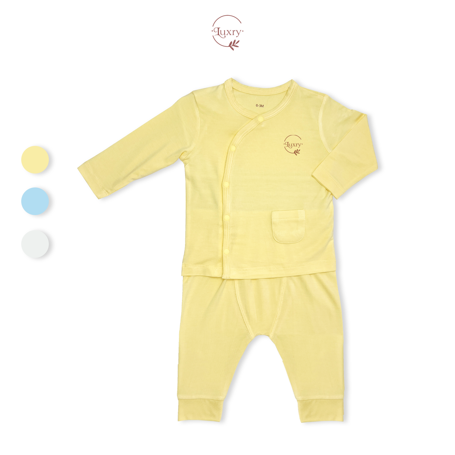 Bộ Quần Áo Dài Tay Cài Lệch Vải Sợi Tre Luxry Mềm Mịn đáng yêu cho bé từ 0 đến 12 tháng