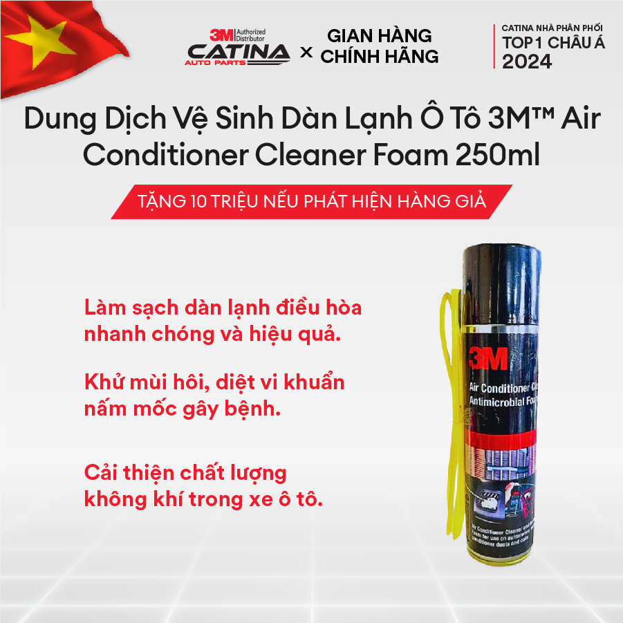 Dung Dịch Vệ Sinh Dàn Lạnh Ô Tô 3M™ Air Conditioner Cleaner Foam 250ml Dung dịch vệ sinh dàn lạnh ô 
