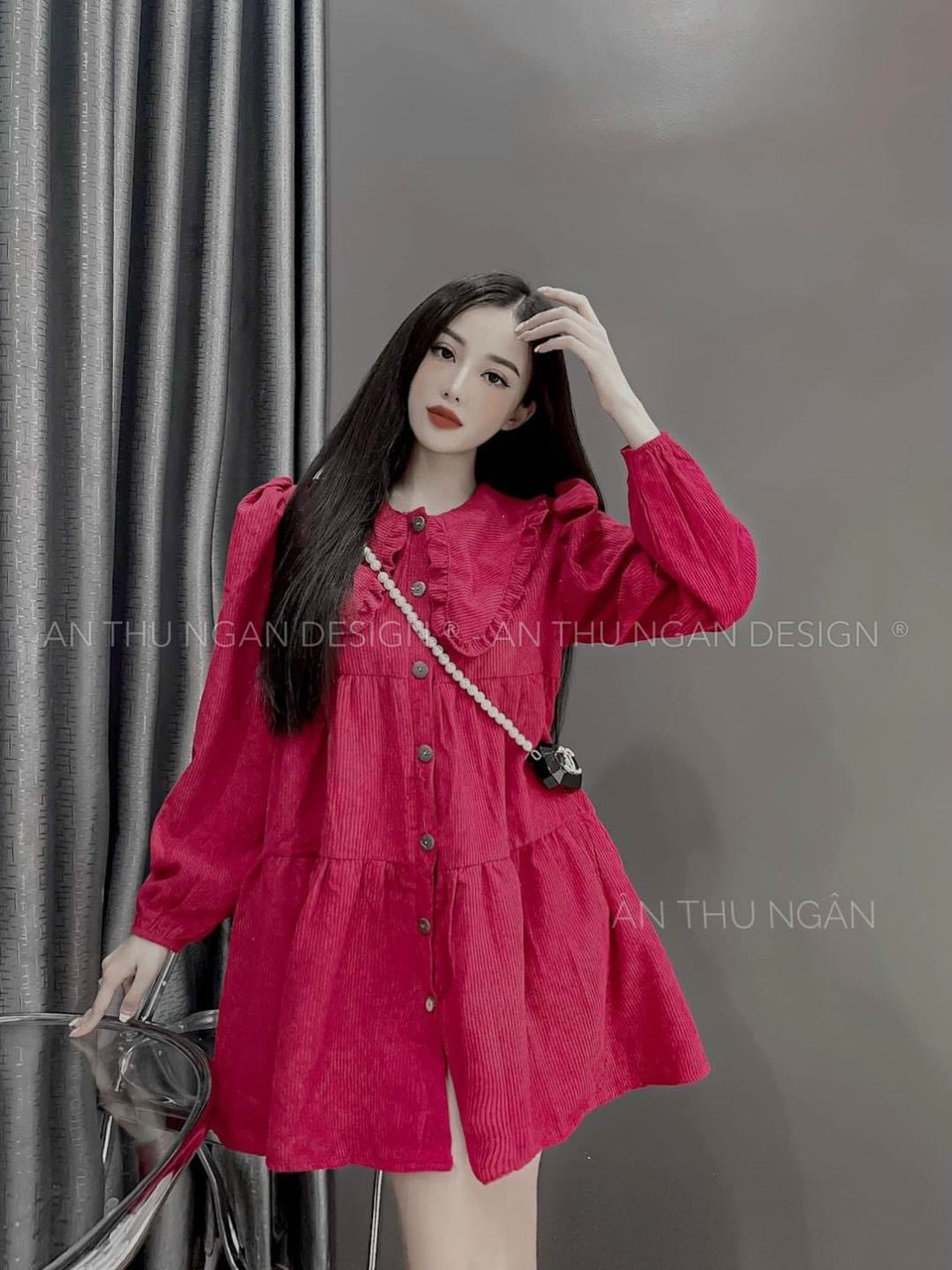 [Voucher 50k Freeship Max 0 đồng toàn quốc] Đầm nhung tăm tay phồng babydoll sang chảnh đầm tiểu thư