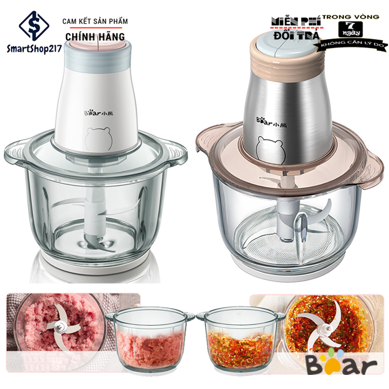 Máy Xay Thịt Bear Cối Thủy Tinh 2 Lit - Chính Hãng Bảo Hành 12 Tháng