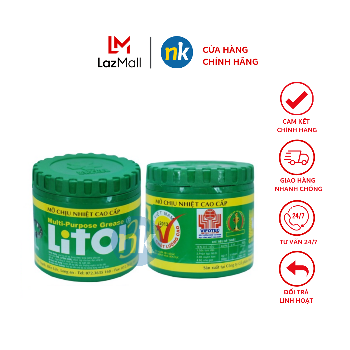 [Chính Hãng] Mỡ Mekong chịu nhiệt cao LITOL 3 400g đa chức năng bôi trơn vòng bi bạc đạn khớp nối - 