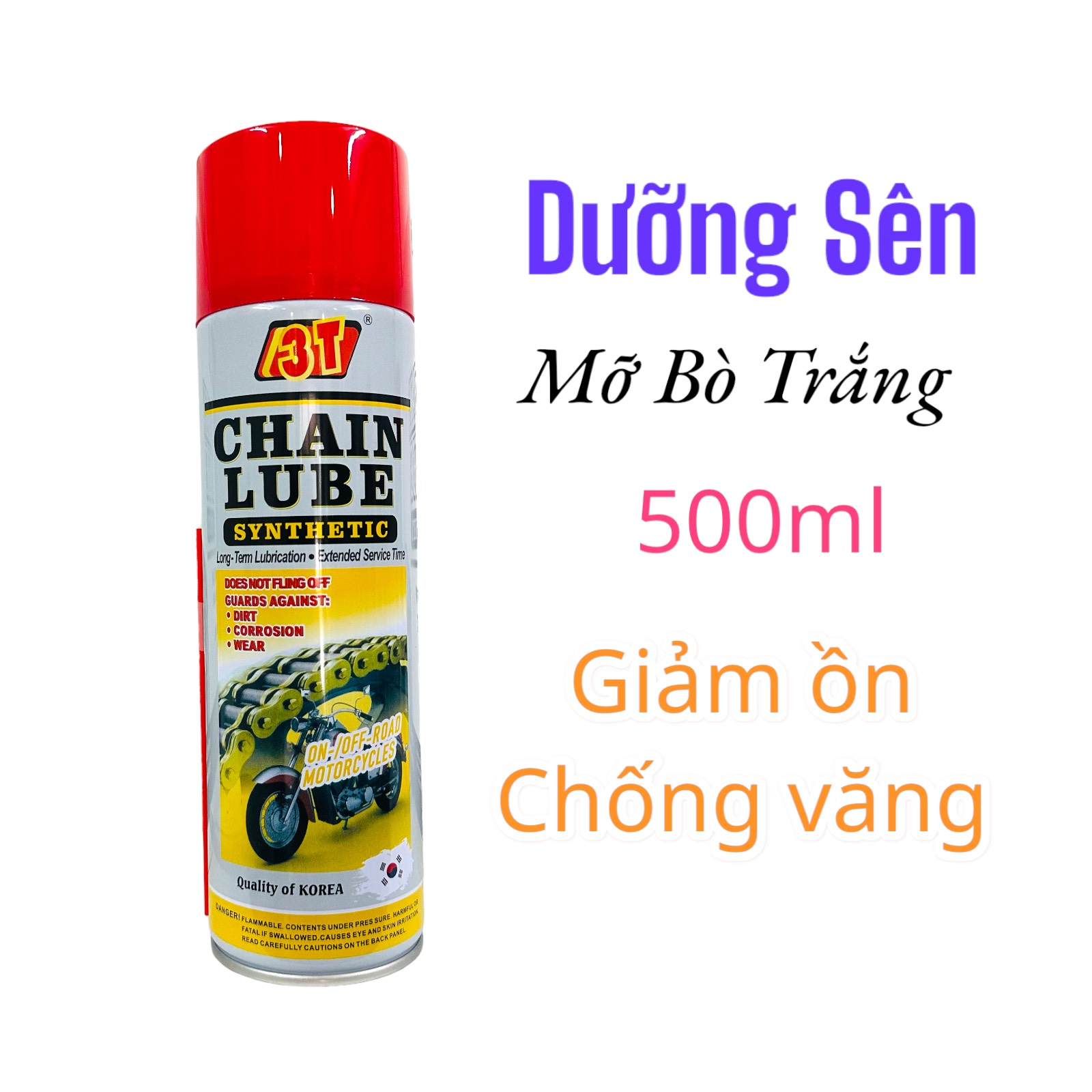 Chai Xịt Dưỡng Sên Chain Lube 3T 500ml Mỡ Bò Trắng Bôi Trơn Giảm Ồn Chống Văng