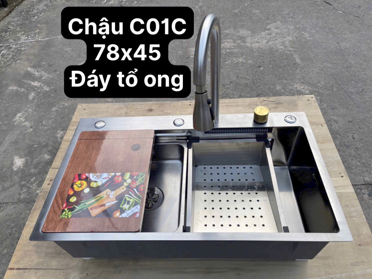 Chậu Rửa Bát 1 Hộc To Lami Bồn Rửa Chén Thông Minh Phủ Nano Kèm Vòi Đa Năng 3 Chế Độ Nhiều Kích Cỡ