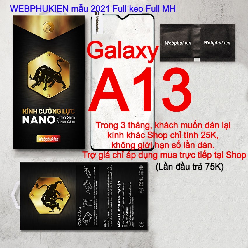 Miếng dán cường lực cho Samsung Galaxy S22 S22 Plus S21 S21 Plus S20 Plus S21 FE S20 FE A02 A02S A03 A03S A11 A12 A13 A21S A22 A23 Webphukien mẫu 2021 và 2022(Đen)