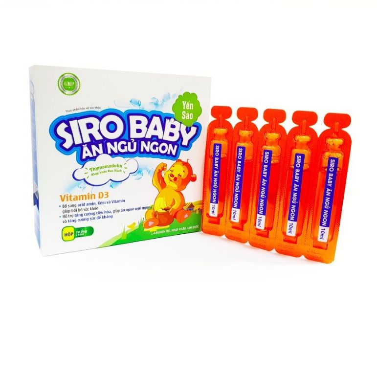 SIRO BABY ĂN NGỦ NGON YẾN SÀO 10ML x 20 ỐNG CUNG CẤP D3 ACID AMIN VÀ KẼM VỊ NGỌT DỄ DÙNG BÉ THÍCH CỦ