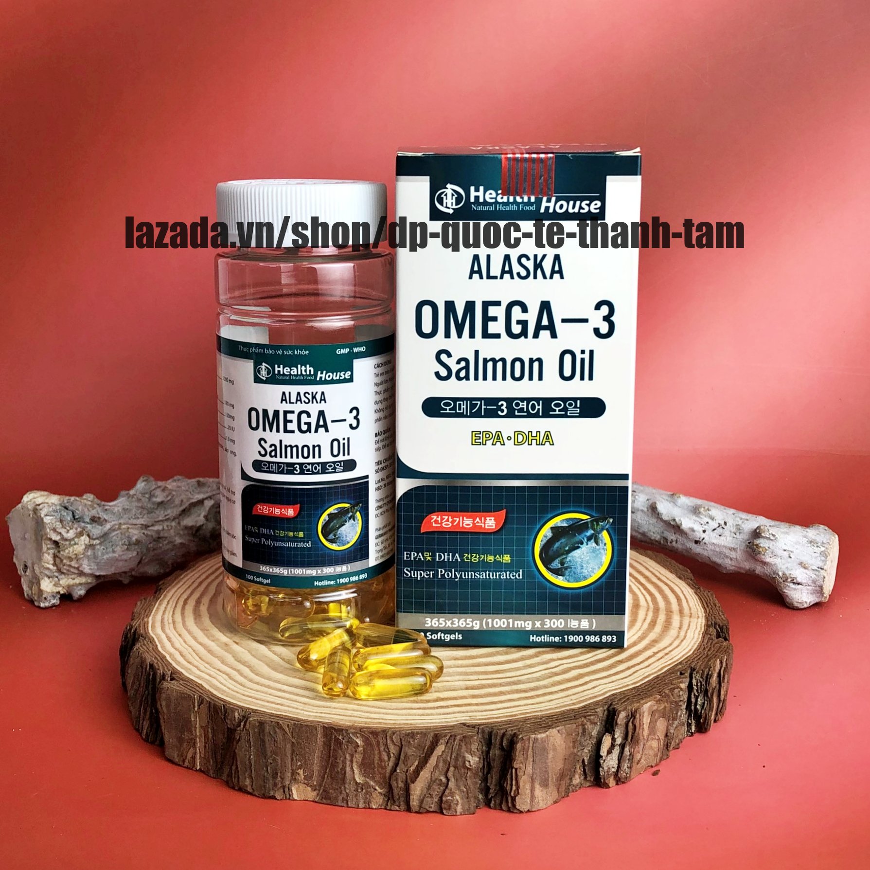 (Chai Xanh) Dầu Cá ALASKA OMEGA 3 hỗ trợ hệ tim mạch trí não tăng cường thị lực sáng mắt - Hộp 100v