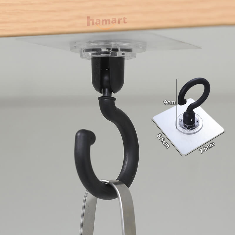 Móc Nhựa Xoay 360 Độ Cỡ Lớn Dán Tường Trần Nhà Treo Màn Chống Muỗi Hình Lưỡi Câu Siêu Dính