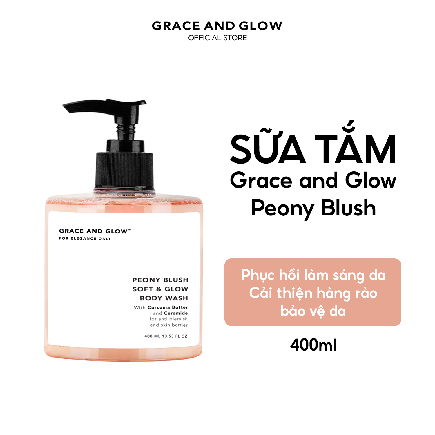 Sữa tắm phục hồi làm sáng da Grace And Glow Peony Blush Soft & Glow Solution Body Wash 400ML