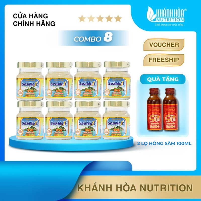COMBO 8 Lọ Yến Sào 12% Tổ Yến Không Đường SeaNest Dành Cho Người Ăn Kiêng - Khánh Hòa Nutrition - 8 Lọ x 70ml