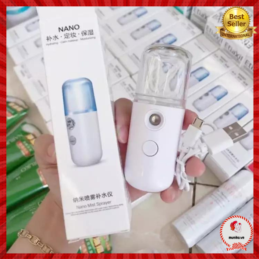 xông mặt  xịt khoáng tạo độ ẩm cho da mặt nano cầm tay di động siêu tiện dụng