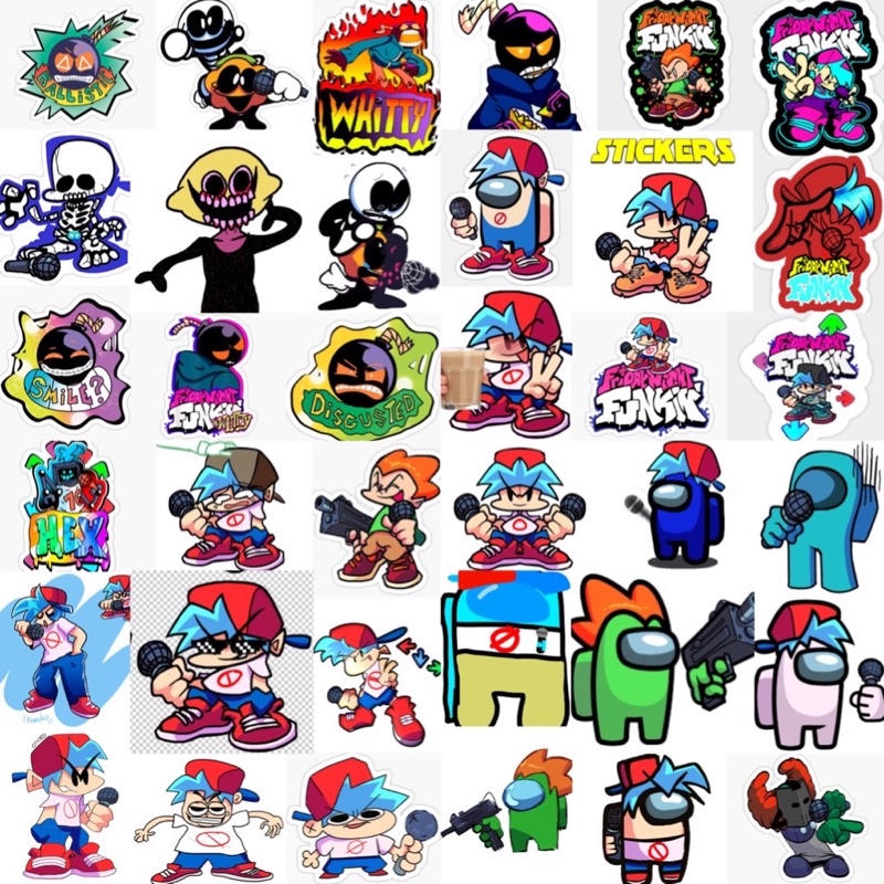 Hình dán Sticker Game Friday Night funkin 30-60 cái ép lụa khác nhau / Ảnh Sticker Game Friday Night