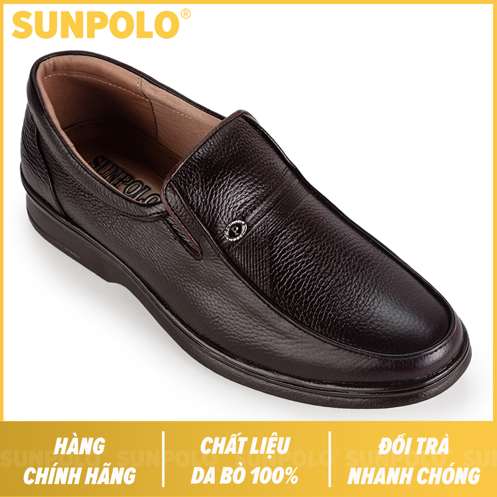Giày Nam Da Bò SUNPOLO S3020D (Đen Nâu)