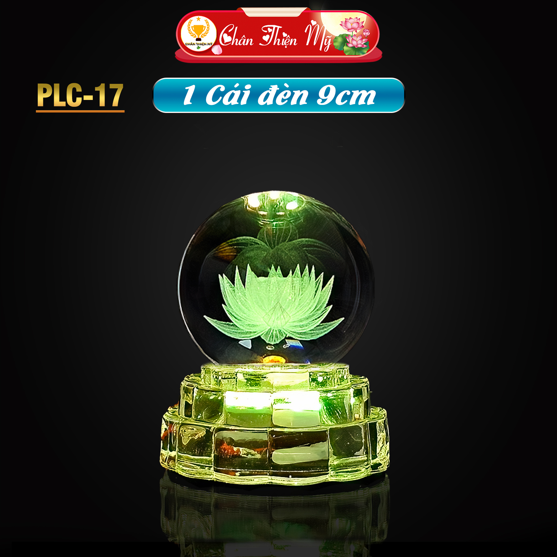 Đèn Bàn Thờ Pha Lê Cầu LED Đổi Màu CHÂN THIỆN MỸ Đèn Trang Trí Bàn Thờ PLC-17
