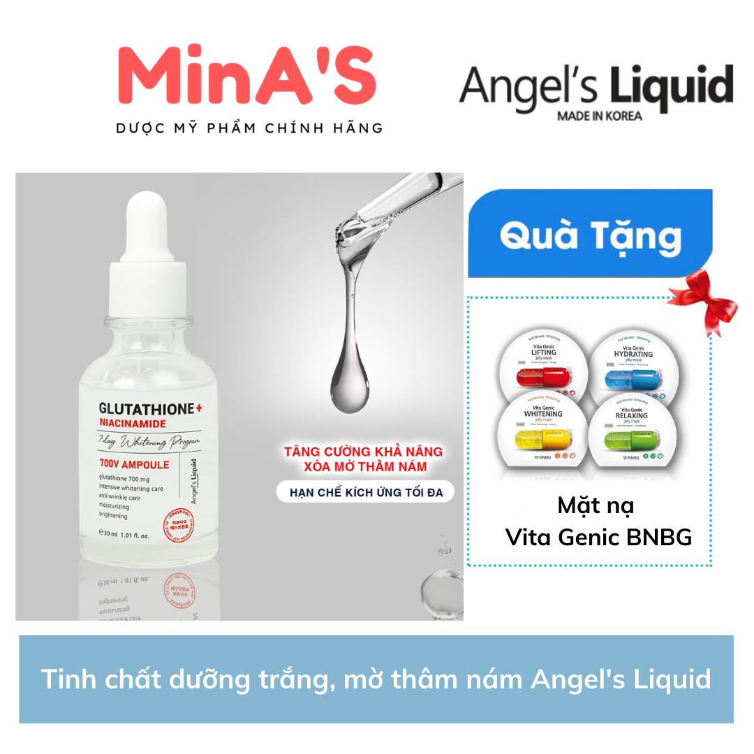 [Hcm][Tem Chống Hàng Giả] Tinh Chất Dưỡng Trắng Xoá Mờ Thâm Nám Angel Liquid Glutathione Plus Niacinamide 700V - Ampoule 30Ml