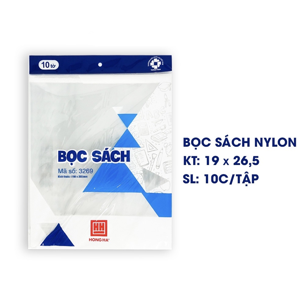 Nylon Bọc sách Hồng Hà 3269 - Kích thước: 190x265mm - Dành cho sách giáo khoa cải cách