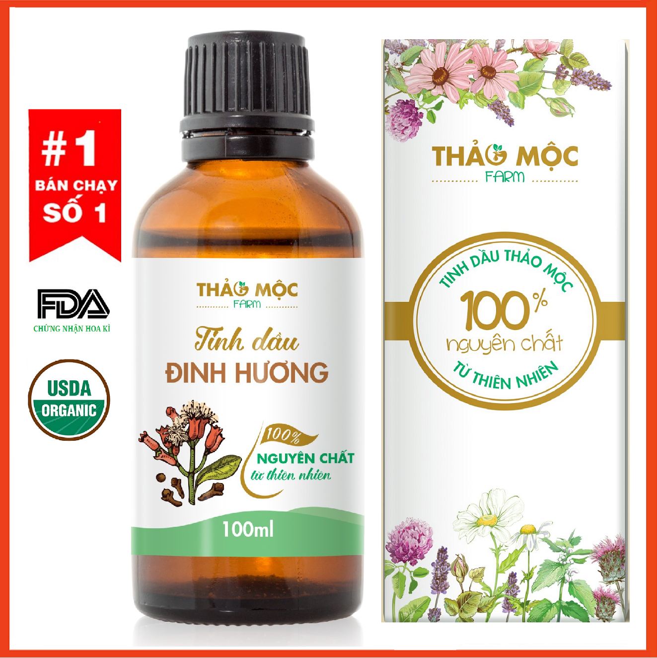 Tinh dầu Đinh Hương Thảo Mộc nguyên chất 100% từ thiên nhiên thơm phòng xông phòng đuổi muỗi thư giản