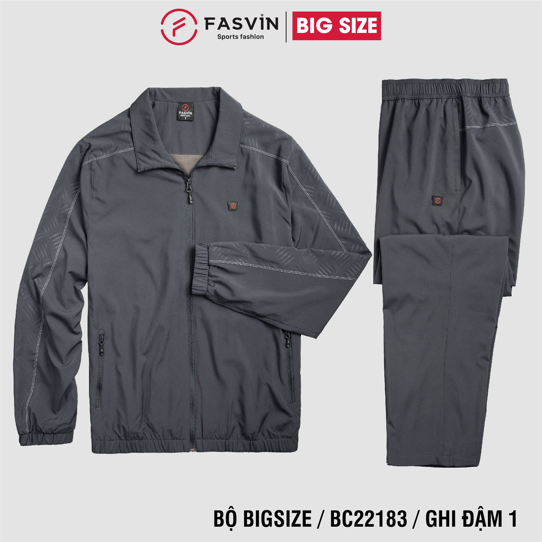 Bộ quần áo gió nam Bigsize FASVIN BC22183.HN vải thể thao cao cấp 02 lớp lót lưới hàng chính hãng