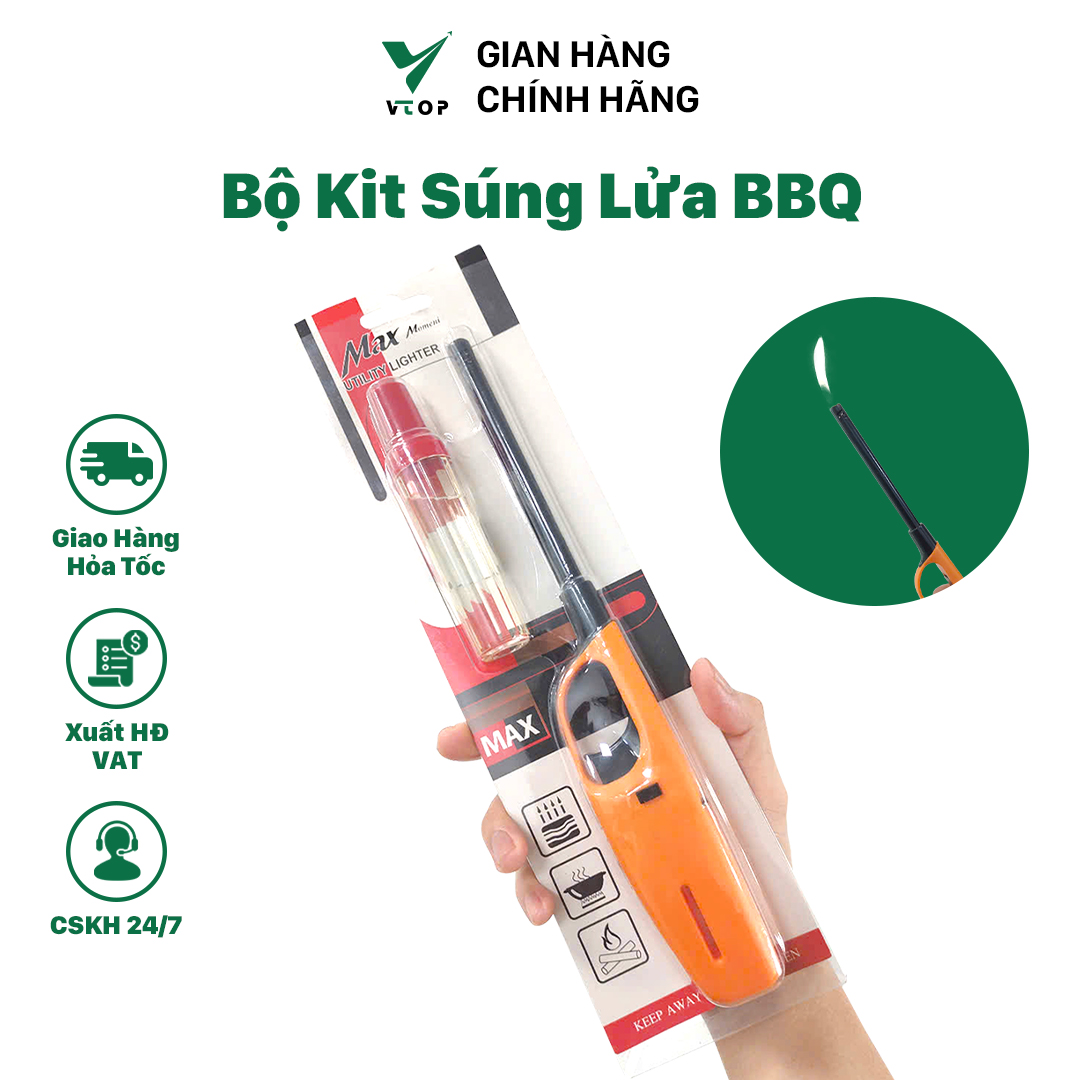 Súng lửa đầu dài mồi bếp cồn bếp gas công nghiệp châm nến thơm có bình sạc gas