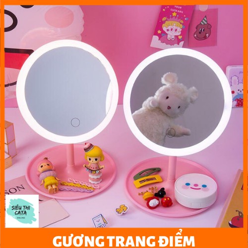 [Kèm Dây Sạc] Gương Trang Điểm Đề Bàn Tích Hợp Đèn Led Makep Light Mirror 3 Chế Độ Ánh Sáng
