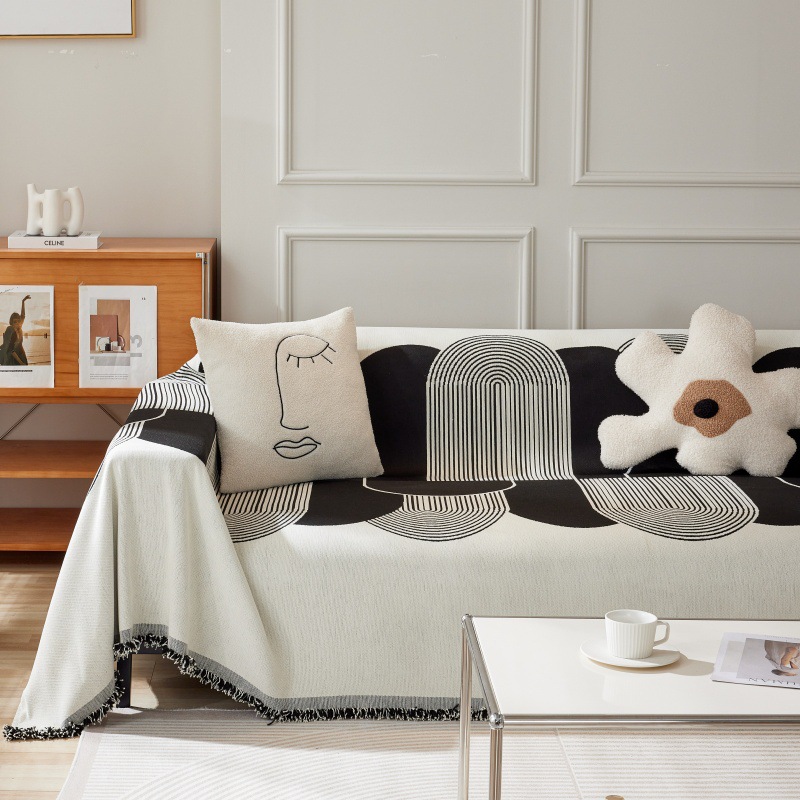 Vỏ bọc ghế sofa tua rua Bắc Âu 1/2/3/4 chỗ ngồi Chenille Four Seasons phổ thông chống trượt cho ghế sofa khăn trải ghế sofa cho phòng khách trang trí nhà cửa