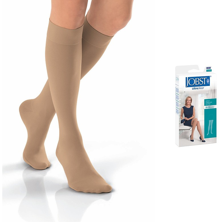 Vớ/Tất Y Khoa Jobst Ultrasheer Iêu Mỏng Hỗ Trợ Giãn Tĩnh Mạch Chân 20 - 30 Mmhg ( Gối Màu Da Kín Ngón) - S