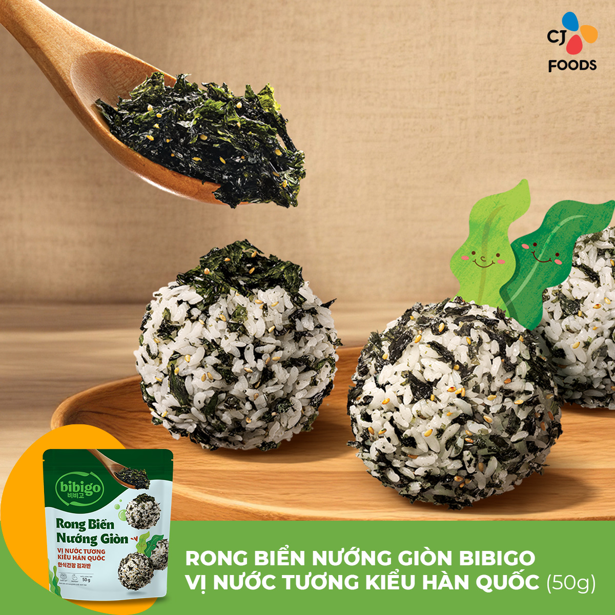 Rong biển rắc cơm trộn Khô heo & Nước Tương Hàn Quốc Kim Jaban Bibigo (gói 30g/45g/50g) (siêu ngon)