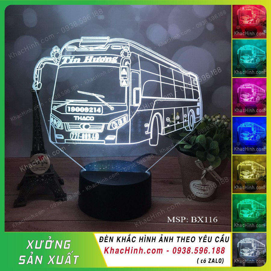 Đèn mô hình xe Thaco đèn trang trí táp lô xe ô tô táp lô xe khách xe tải khắc hình theo yêu cầu khachinh.com