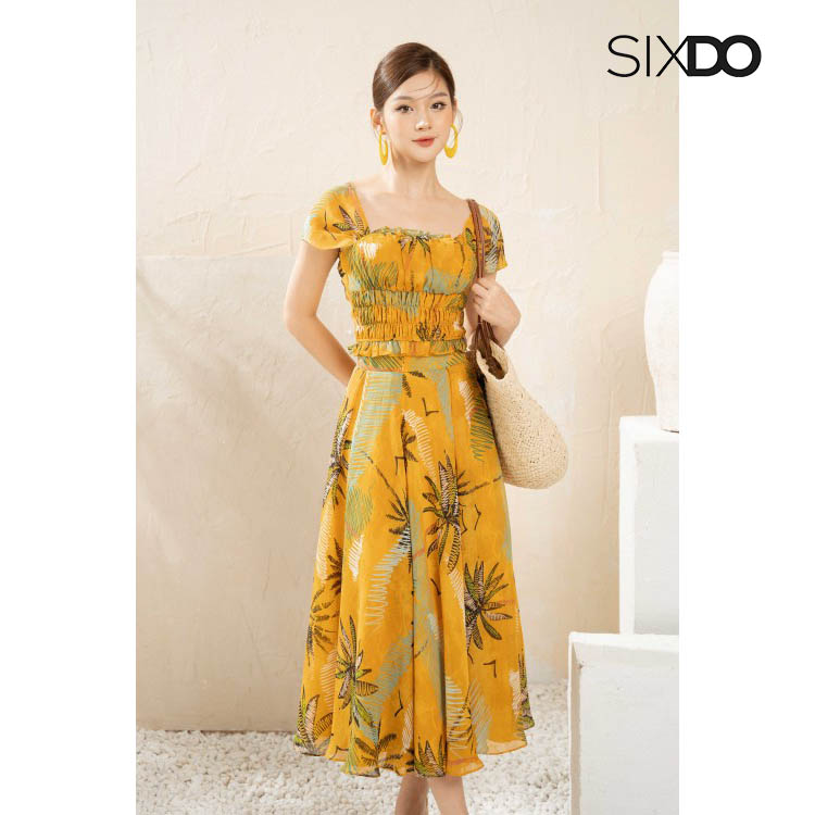 Chân váy voan midi họa tiết hoa SIXDO (Midi Skirt)