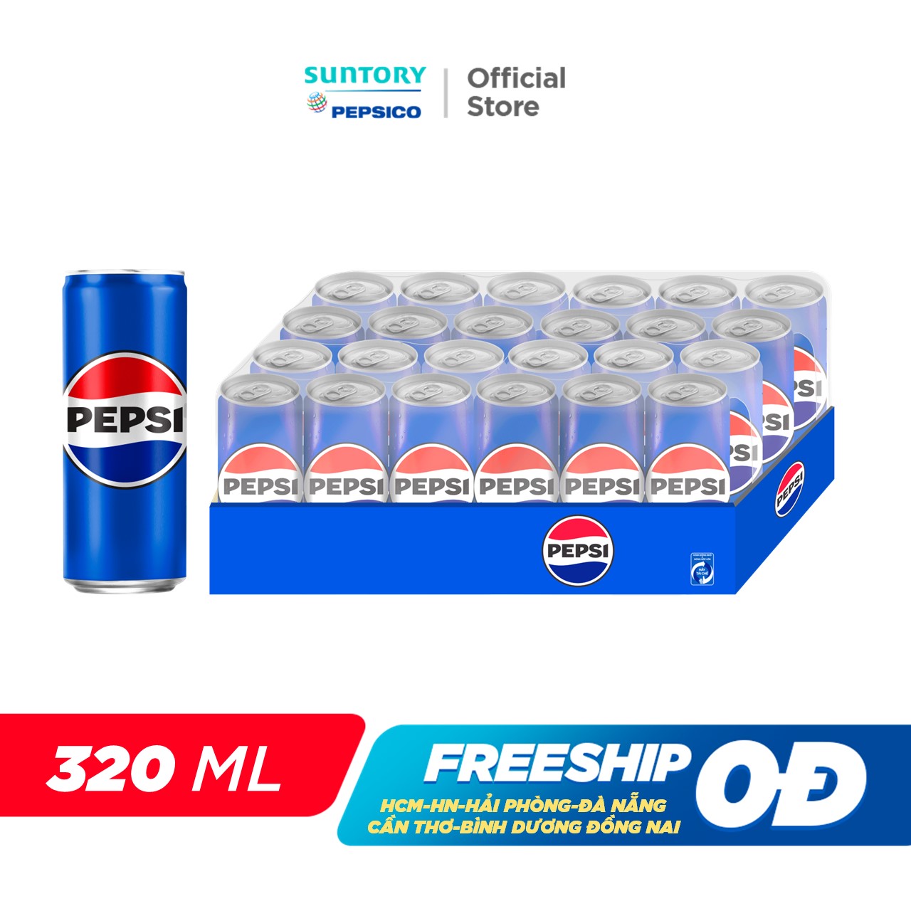 Thùng Nước Ngọt Có Gaz Pepsi (320ml/lon hoặc 350ml/lon)