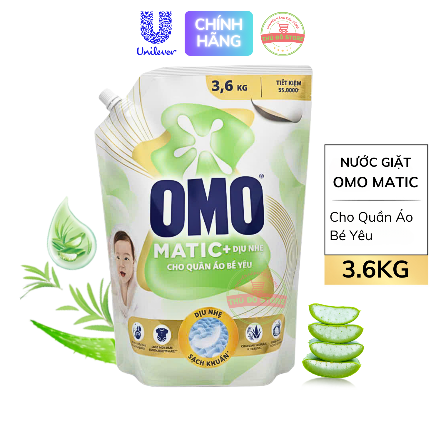 Nước Giặt OMO Matic Cho Quần Áo Bé - Túi 3.6Kg