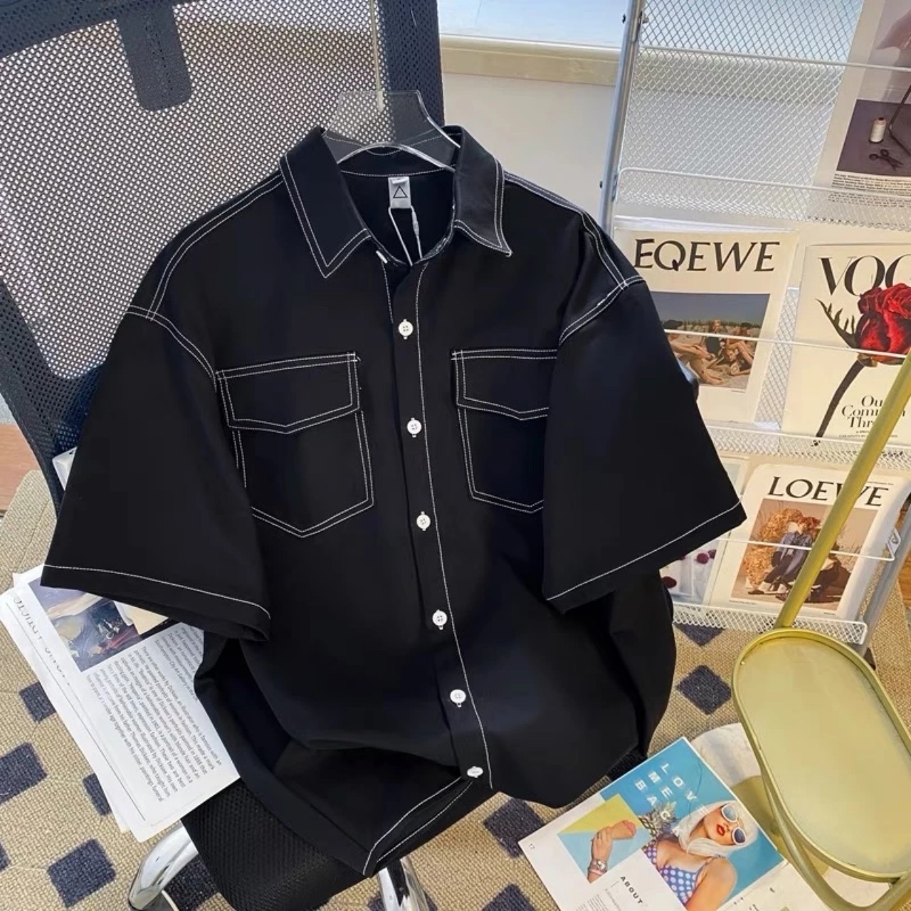 Áo sơ mi kiểu tay ngắn lụa local brand DOLARO hợp với thời trang 2024 áo sơ mi tartan phong cách doy