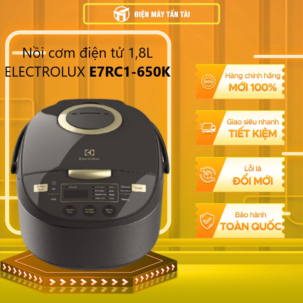 Nồi cơm điện tử 1.8 lít Electrolux E7RC1-650K - Miễn phí vận chuyển HCM - GIAO TOÀN QUỐC - FREESHIP