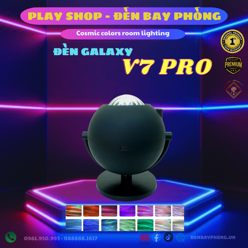 Đèn Ngân Hà V7 Pro Chiếu Sao 7 Màu Kết Nối Loa Và Bluetooth Hàng Chính Hãng