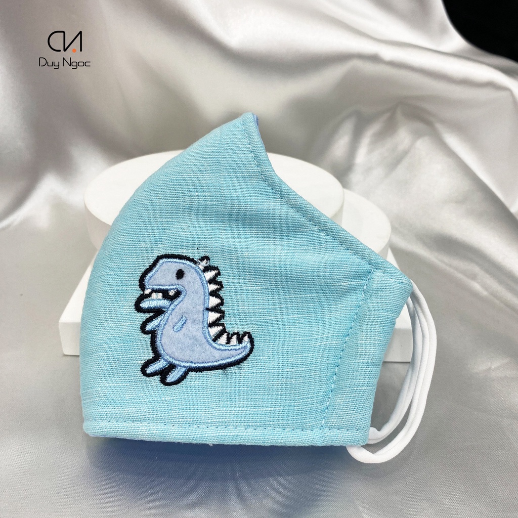 Khẩu trang vải trẻ em Duy Ngọc họa tiết Màu trơn Cho bé 3 đến 7 tuổi - Vải Cotton mềm 3 lớp thoáng khí dễ thở 1848