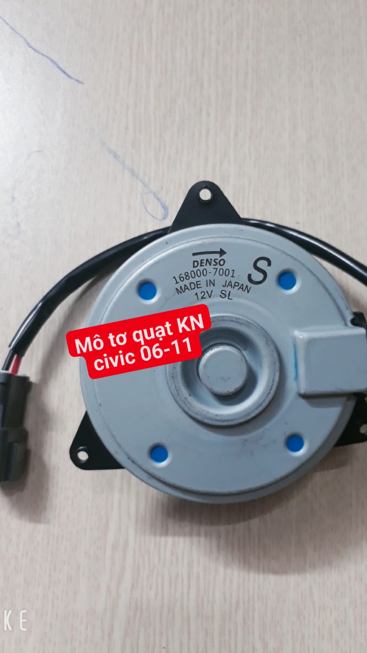 mô tơ quạt két nước honda civic 1.8 Hàng denso 2006-2011.(mô tơ quạt bên lái) Mô tơ quạt bên 5 cánh