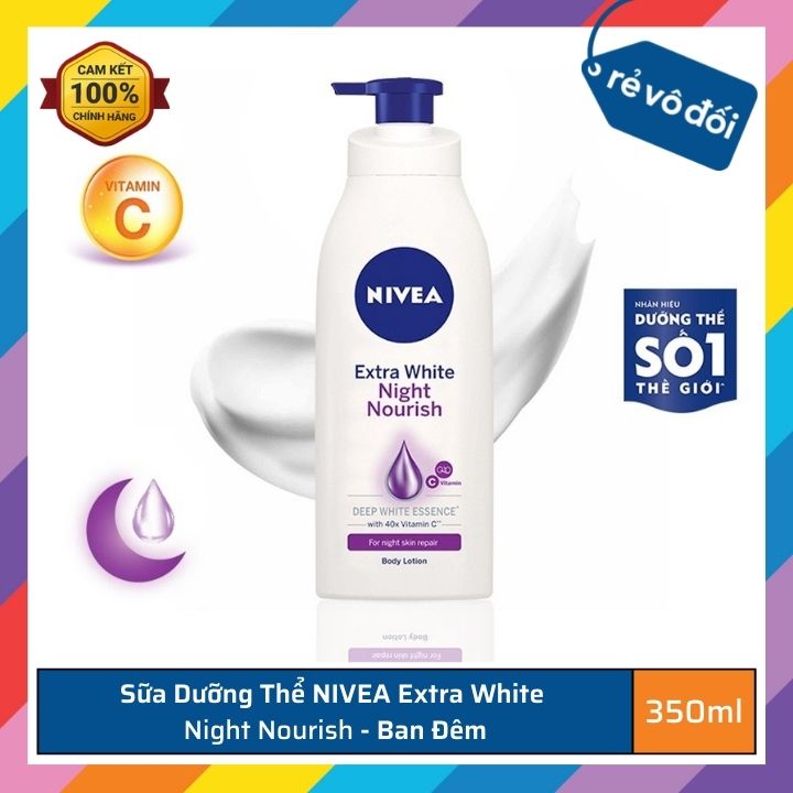 Sữa dưỡng thể NIVEA Extra White dưỡng ẩm trắng da 350ml - Thái Lan